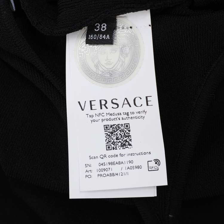 Pre Owned Versace Black Stretch Knit Cutout Detail Sleeveless Dress S