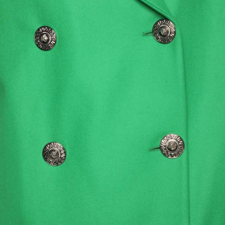 Pre Owned Versace Green Wool Blend Double Breasted Coat M