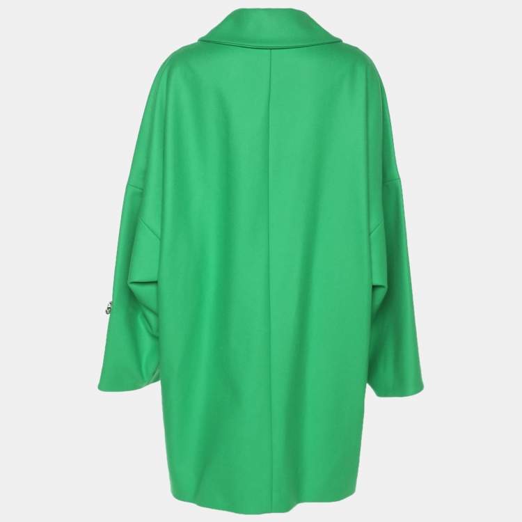 Pre Owned Versace Green Wool Blend Double Breasted Coat M