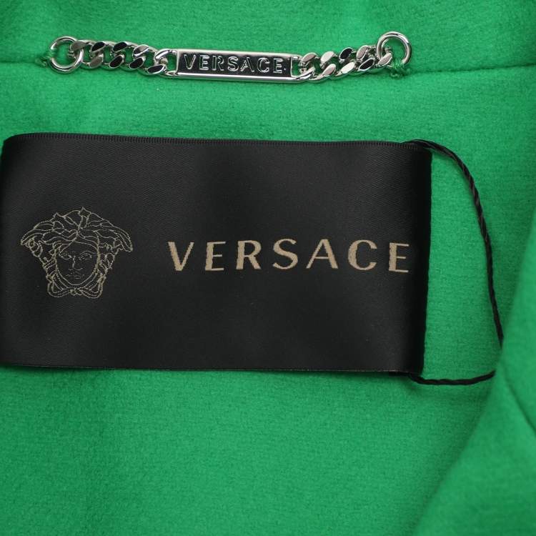 Pre Owned Versace Green Wool Blend Double Breasted Coat M