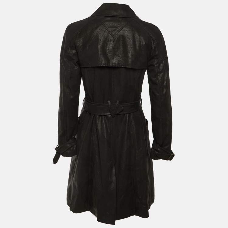 Pre Owned Versace Black Patterned Cotton Trench Coat S