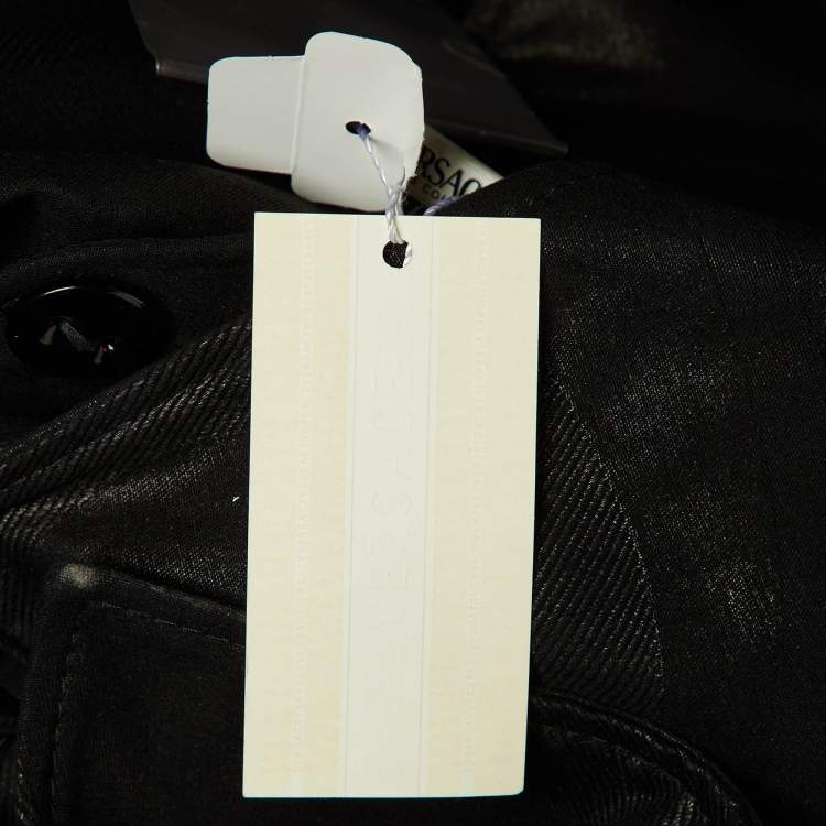 Pre Owned Versace Black Patterned Cotton Trench Coat S