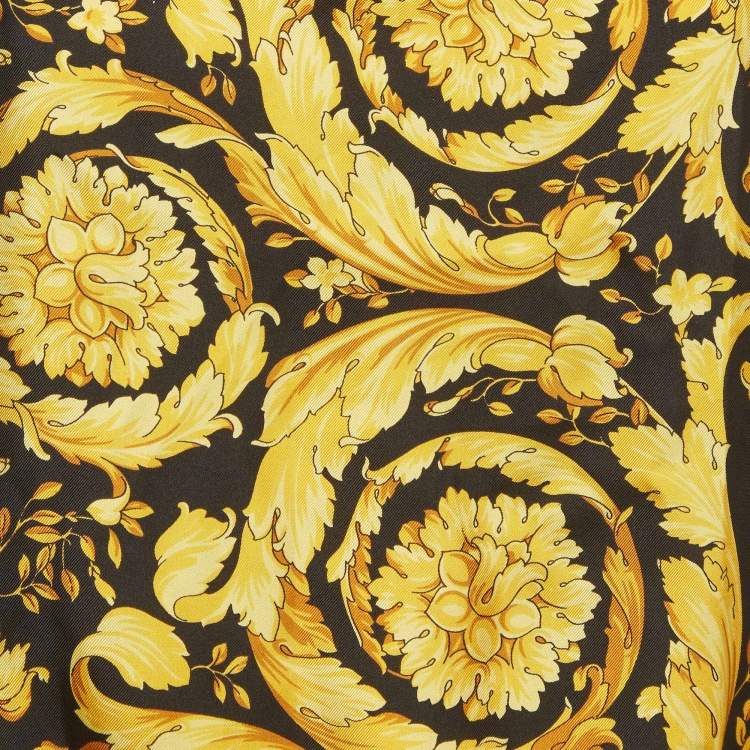 Pre Owned Versace Black/Yellow Barocco Print Silk Camisole S