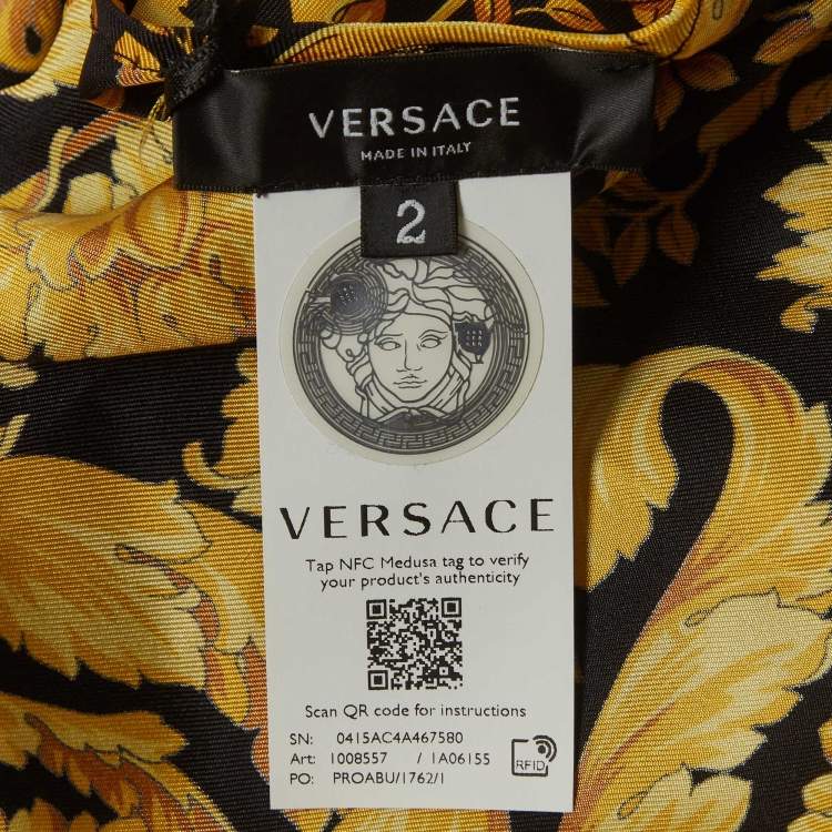 Pre Owned Versace Black/Yellow Barocco Print Silk Camisole S