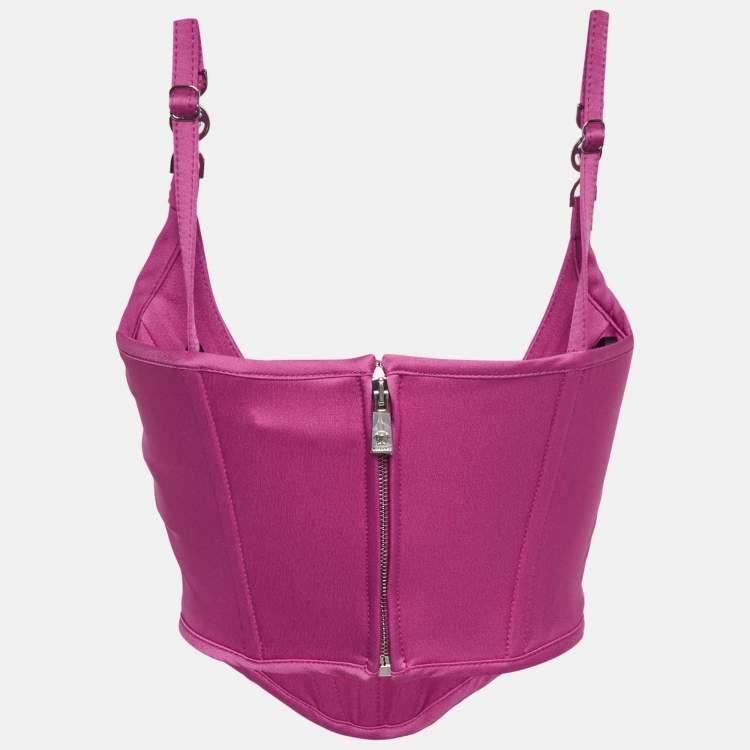 Pre Owned Versace Pink Satin Medusa '95 Corset Top S