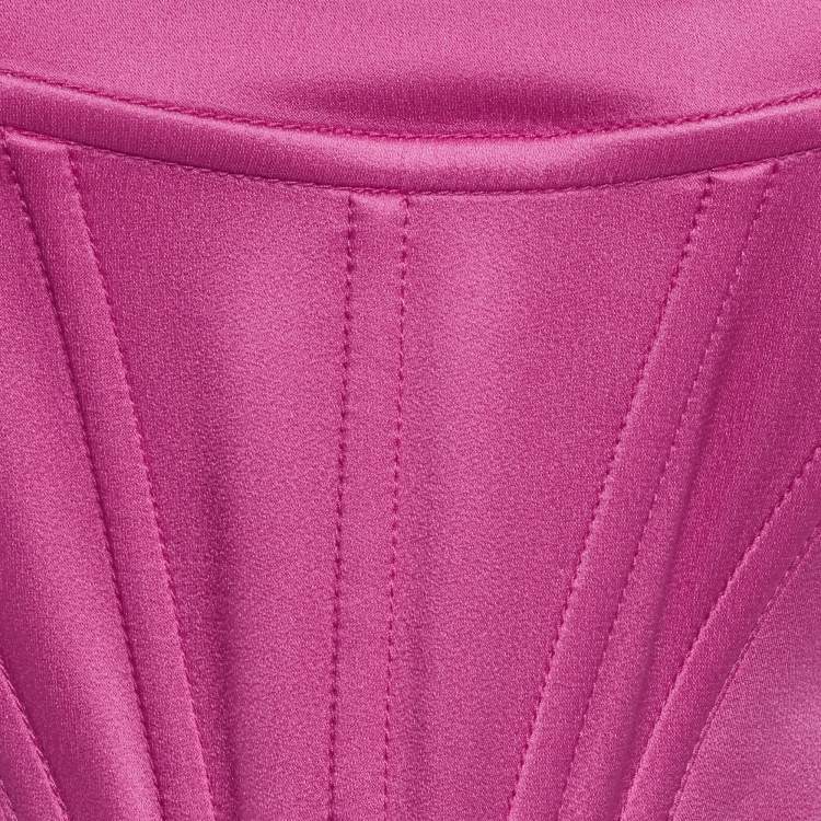 Pre Owned Versace Pink Satin Medusa '95 Corset Top S