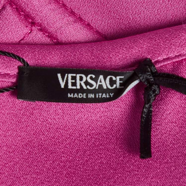Pre Owned Versace Pink Satin Medusa '95 Corset Top S