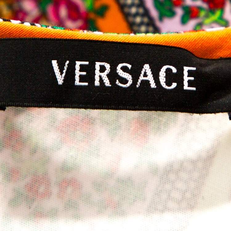 Pre Owned Versace Multicolor Floral Print Cotton Sheath Dress M