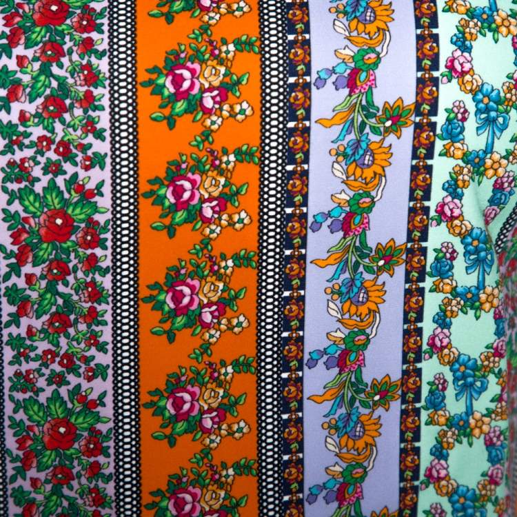 Pre Owned Versace Multicolor Floral Print Cotton Sheath Dress M