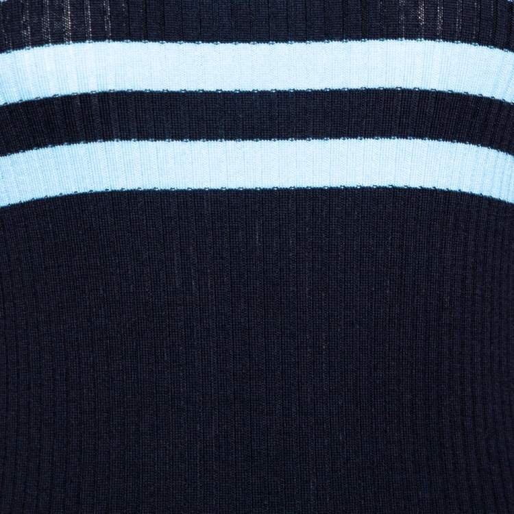 Pre Owned Versace Navy Blue Striped Wool Rib Knit Jumper S
