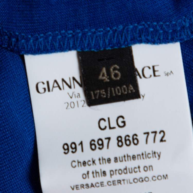 مملوكة مسبقًا Versace Blue Jersey Medusa Icon Studded T-Shirt L