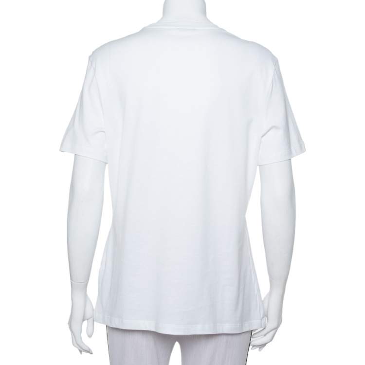 Pre Owned Versace White Medusa Signature Printed Cotton Crewneck T-Shirt M