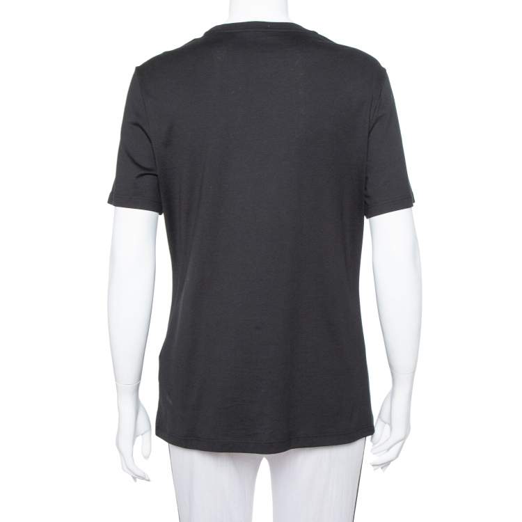 Pre Owned Versace Black Rhinestone Embellished Cotton Crewneck T-Shirt S
