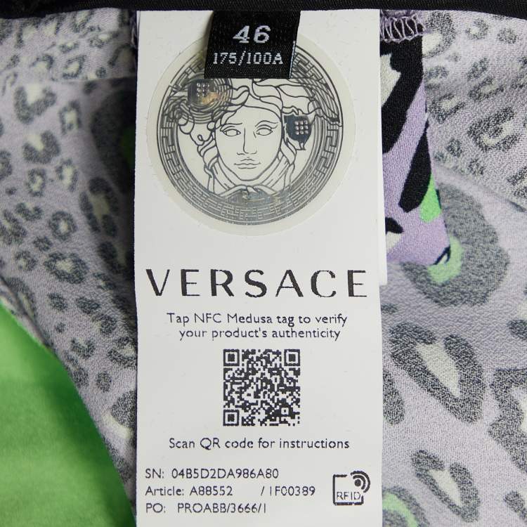 Pre Owned Versace Purple Leopard Print Knit Crop Top L