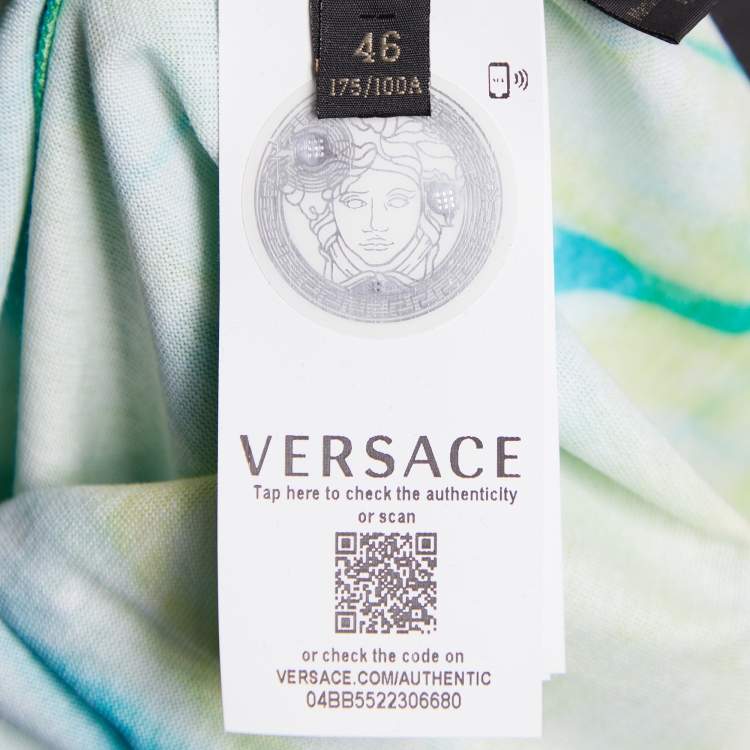 Pre Owned Versace Green Tie Dye Medusa Print Cotton Crew Neck T-Shirt L