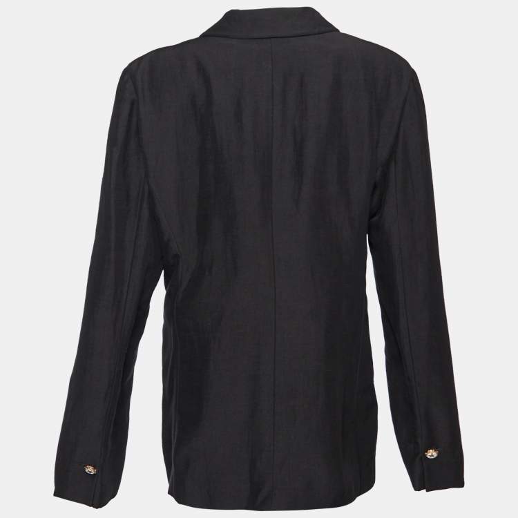 Pre Owned Versace Black Linen Blend Single Buttoned Blazer M
