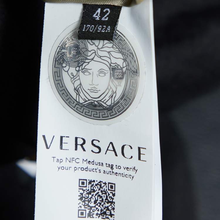Pre Owned Versace Black Linen Blend Single Buttoned Blazer M