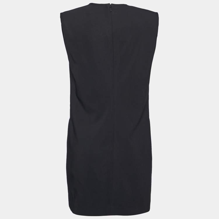 Pre Owned Versace Black Crepe Power Shoulder Mini Dress M