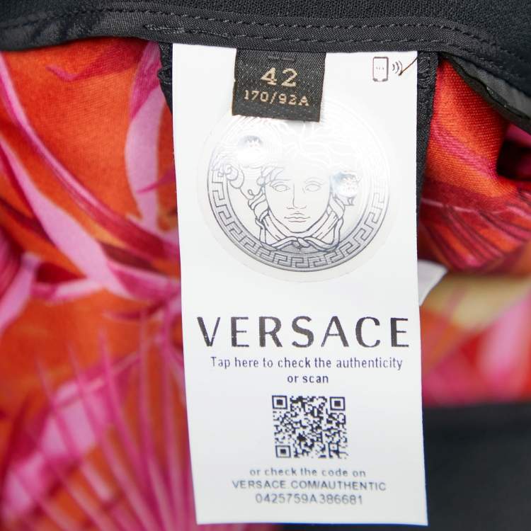 Pre Owned Versace Black Crepe Power Shoulder Mini Dress M