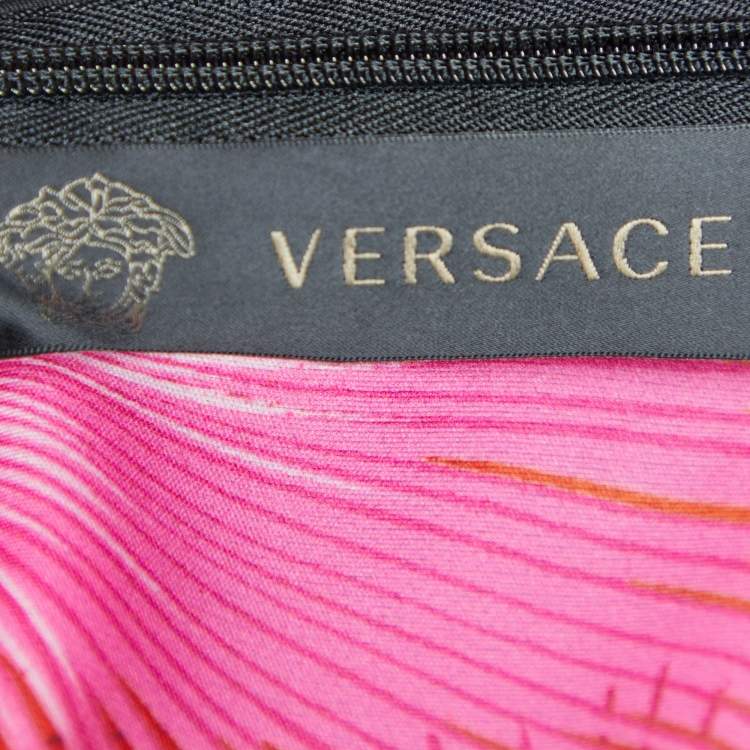 Pre Owned Versace Black Crepe Power Shoulder Mini Dress M