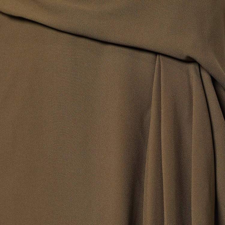 Pre Owned Versace Moss Green Crepe Draped Knee-Length Skirt L