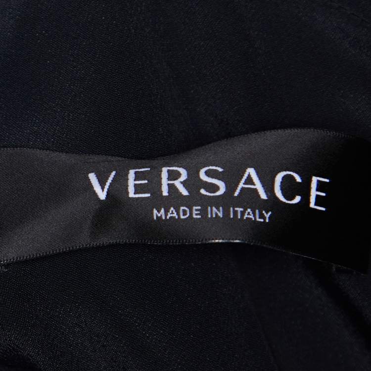 Pre Owned Versace Grey Snakeskin Print Crepe Flared Mini Dress S