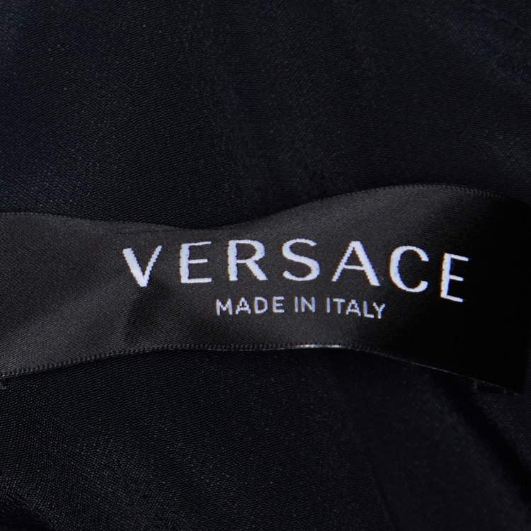Pre Owned Versace Grey Snake Print Crepe Flared Mini Dress M