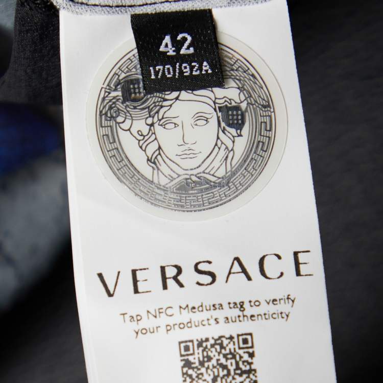 Pre Owned Versace Grey Snake Print Crepe Flared Mini Dress M