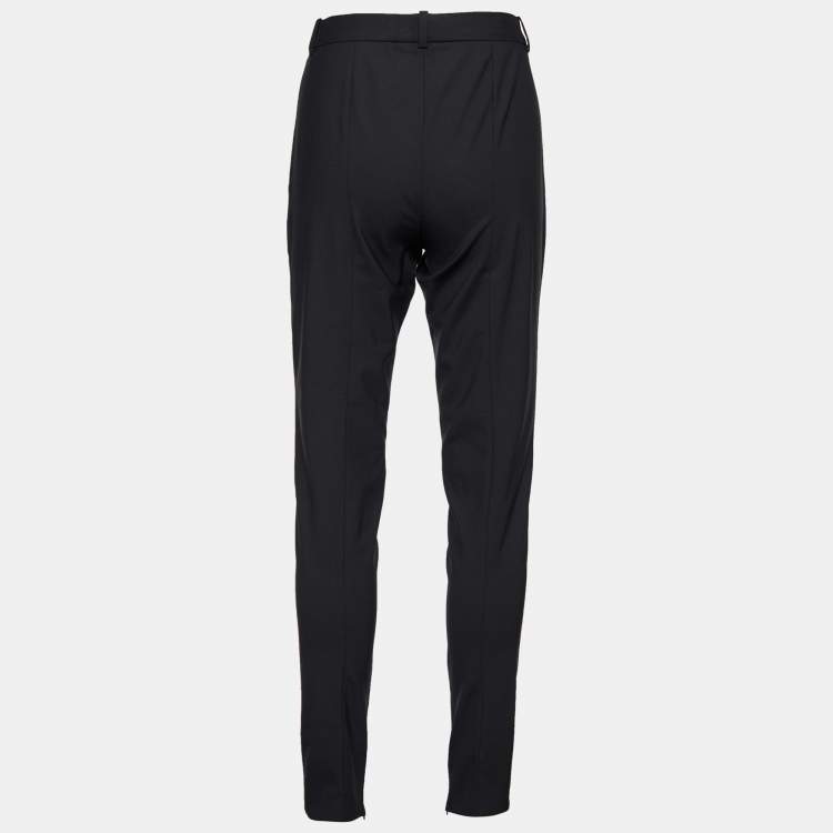 Pre Owned Versace Black Stretch Wool Tailored Trousers M