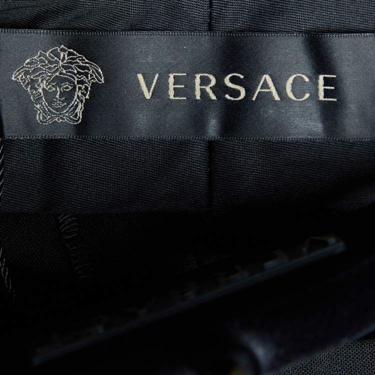 Pre Owned Versace Black Stretch Wool Tailored Trousers L