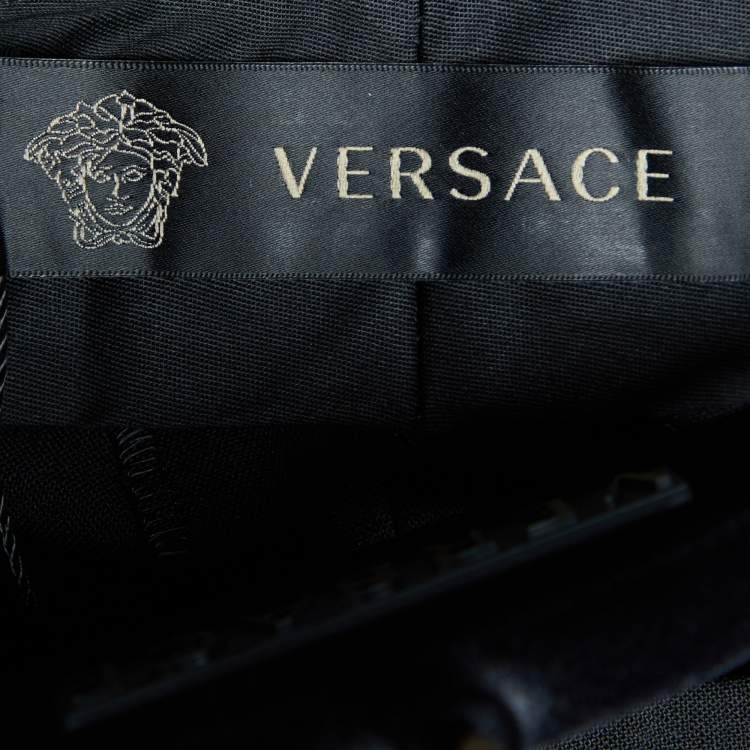 Pre Owned Versace Black Stretch Wool Tailored Trousers L