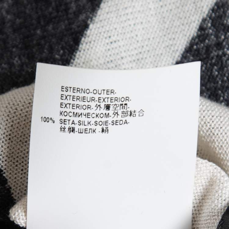 Pre Owned Versace Monochrome Striped & Circle Print Cropped Cardigan L