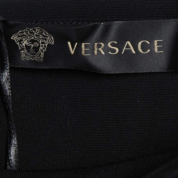Pre Owned Versace Black Knit Zipper Detail Off-Shoulder Dress M