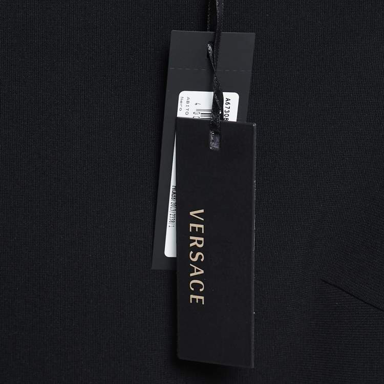 Pre Owned Versace Black Knit Zipper Detail Off-Shoulder Dress M