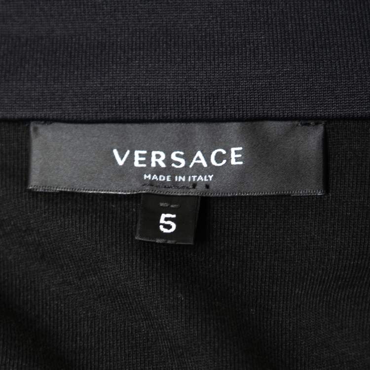 Pre Owned Versace Black Jersey Medussa Detail Zip Front Jacket XXL