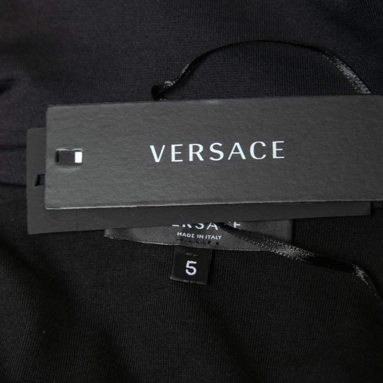 Pre Owned Versace Black Jersey Medussa Detail Zip Front Jacket XXL