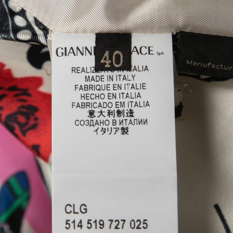 Pre Owned Versace Multicolor Printed Cotton Sleeveless Blazer & Pants S