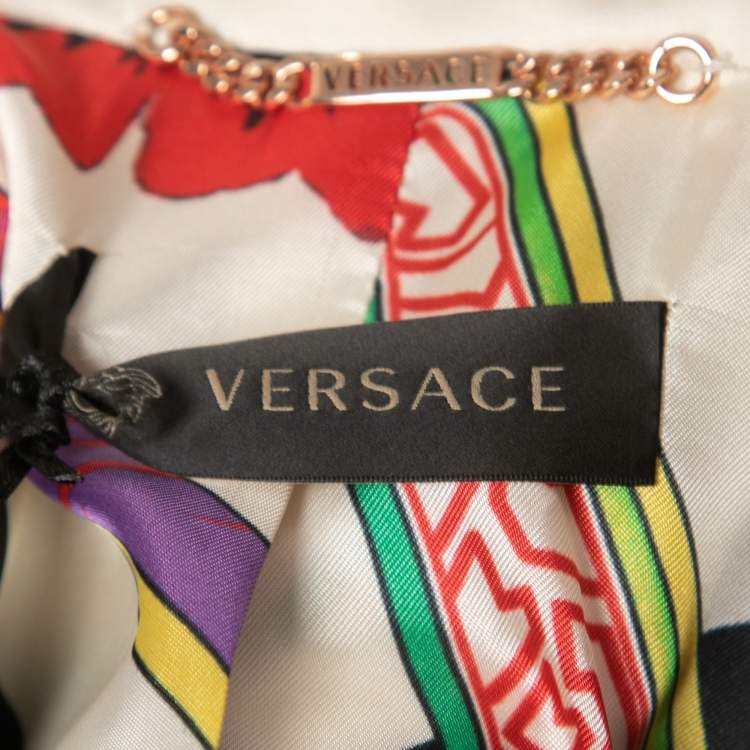 Pre Owned Versace Multicolor Printed Cotton Sleeveless Blazer & Pants S