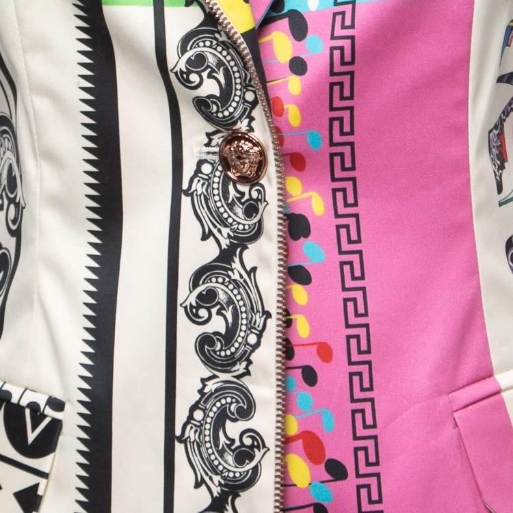 Pre Owned Versace Multicolor Printed Cotton Sleeveless Blazer & Pants S