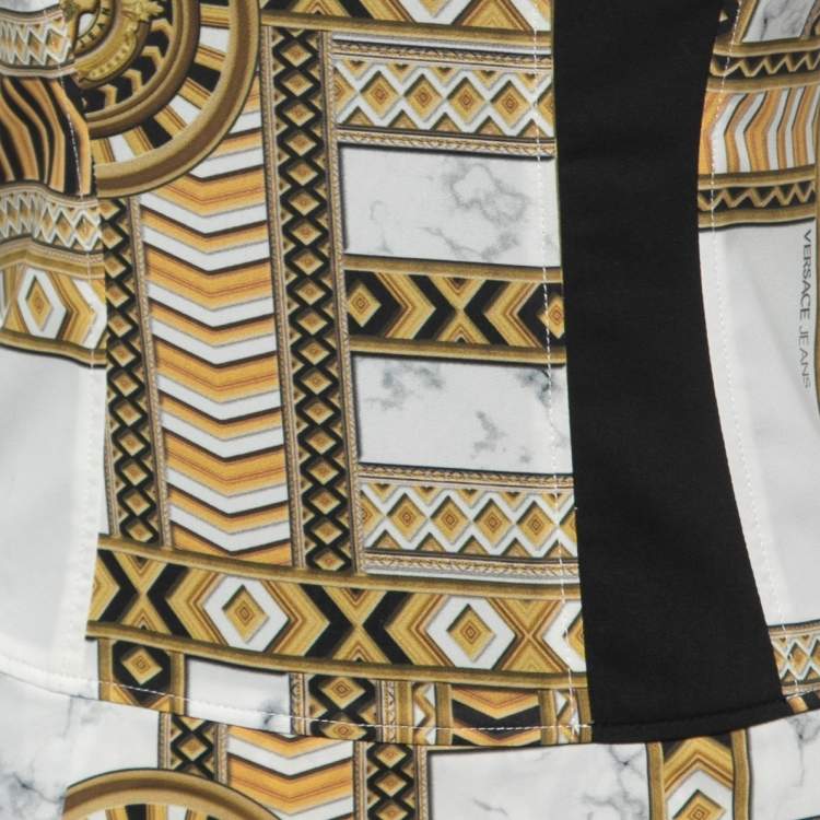 Pre Owned Versace Jeans Black Baroque Print Crepe Sleeveless Midi Dress S
