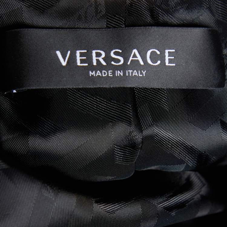 Pre Owned Versace Black Virgin Wool Button Front Blazer S