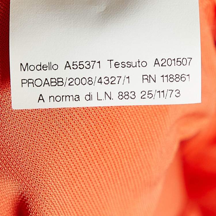 Pre Owned Versace Orange Crepe Ruched Sleeveless Top S