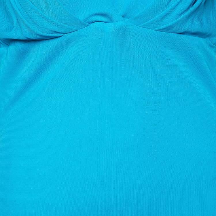 Pre Owned Versace Collection Turquoise Blue Jersey Midi Dress L