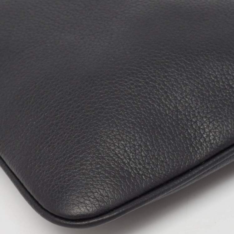 Pre Owned Versace Black Leather La Medusa Wristlet Clutch