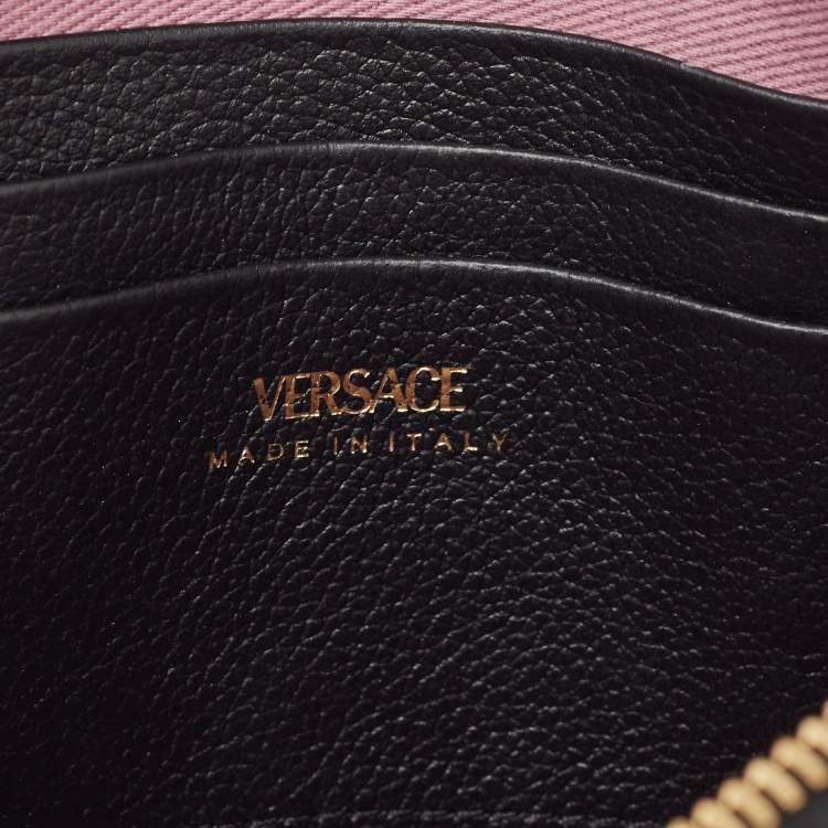 Pre Owned Versace Black Leather La Medusa Wristlet Clutch
