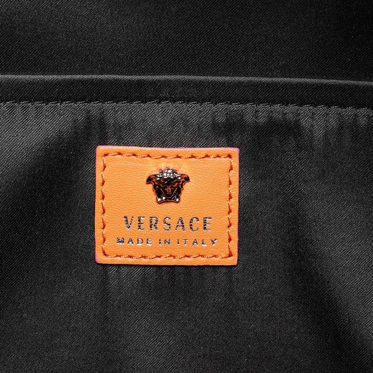 Pre Owned Versace Orange Leather Medusa Backpack