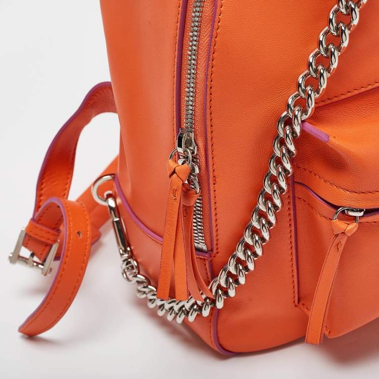Pre Owned Versace Orange Leather Medusa Backpack