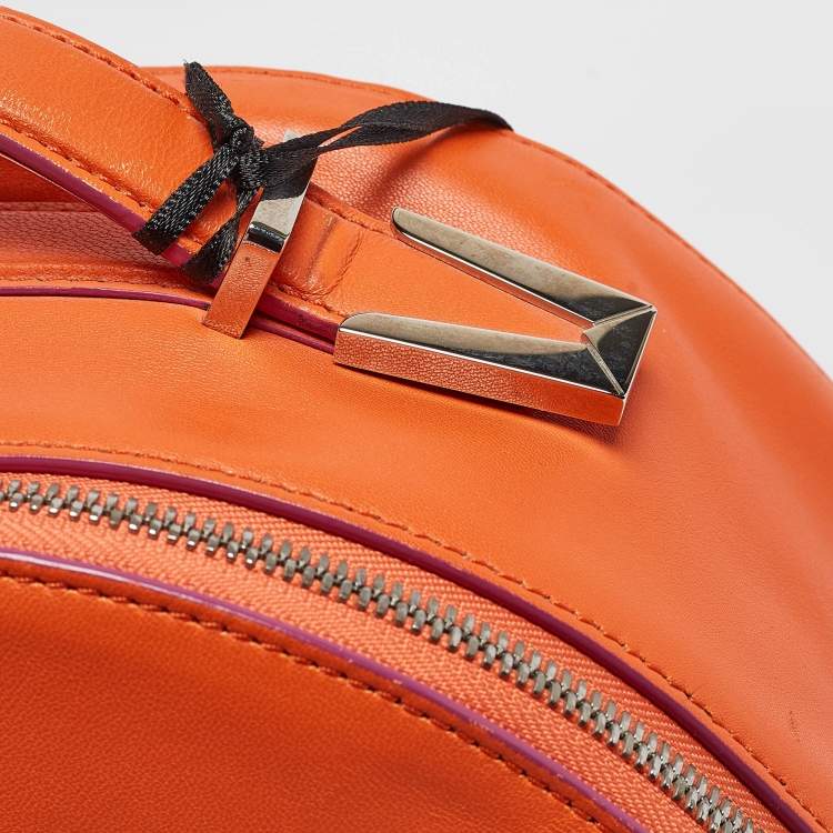 Pre Owned Versace Orange Leather Medusa Backpack