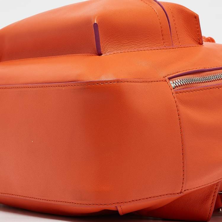Pre Owned Versace Orange Leather Medusa Backpack