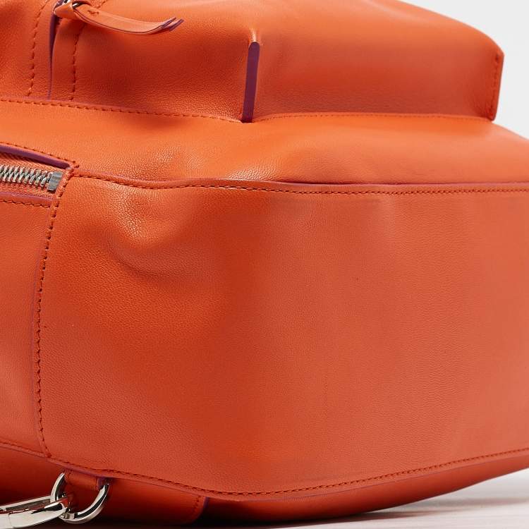 Pre Owned Versace Orange Leather Medusa Backpack